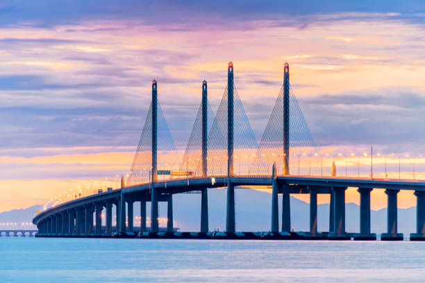 2nd Penang Bridge view during dawn in George Town, Penang, Malaysia